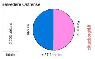 popolazione maschile e femminile di Belvedere Ostrense