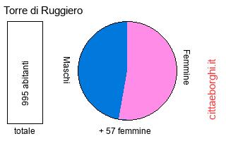 popolazione maschile e femminile di Torre di Ruggiero